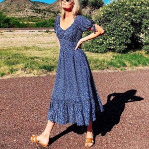 Moon River Blue Dot Dress SZ MD